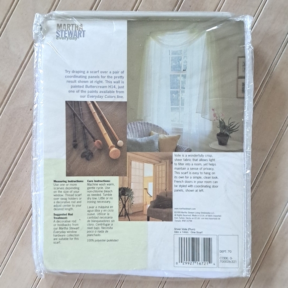 Marth Stewart Everyday Sheer Voile Window Curtains Scarves 59"X144" - Picture 2 of 5